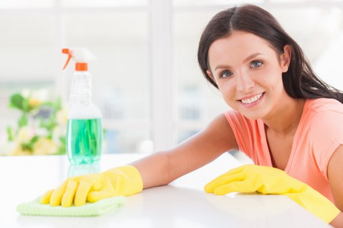 Professional office cleaners in Ilford maintaining a modern workplace