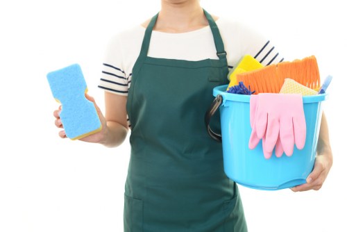 Professional carpet cleaning team following safety procedures