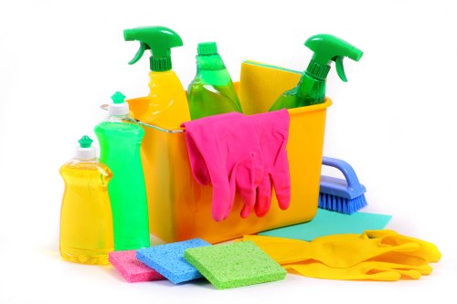 Commercial hard floor cleaning equipment in use in Ilford